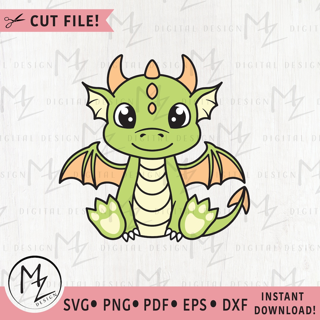 Cute Dragon SVG Sitting Dragon Mythical Animal Fantasy Kids Dragon ...