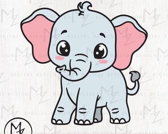 Baby Elephant SVG Cute Elephant Layered Cut File Cricut Silhouette Sweet Elephant Boy Shirt Bodysuit Safari Animal Baby Shower Vinyl Iron on