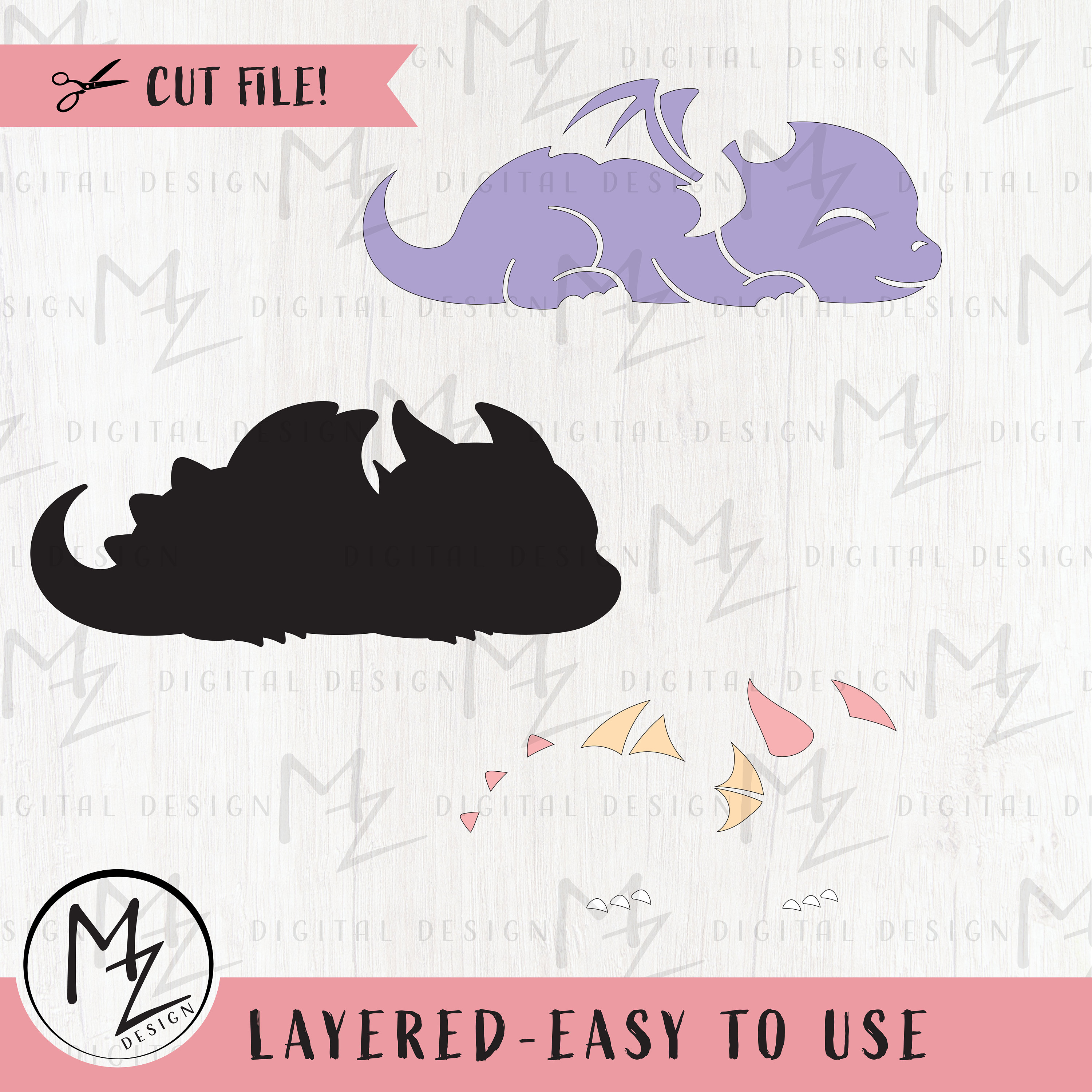 Cute Dragon SVG Sleeping Dragon Mythical Animal Fantasy Kids Dragon ...