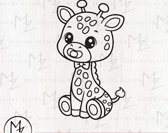 Baby Giraffe Diaper SVG, Boy Outline Cut File (Digital Download)