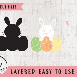 Easter Bunny SVG Bundle Cute Rabbit Easter Eggs Layered Cut File for ...