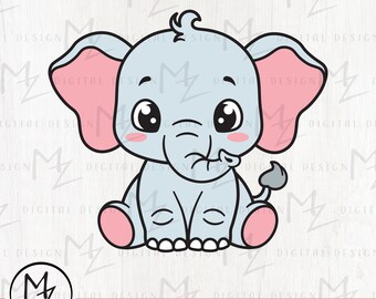 Baby Elephant SVG File, Safari Animal Cut File (Digital Download)