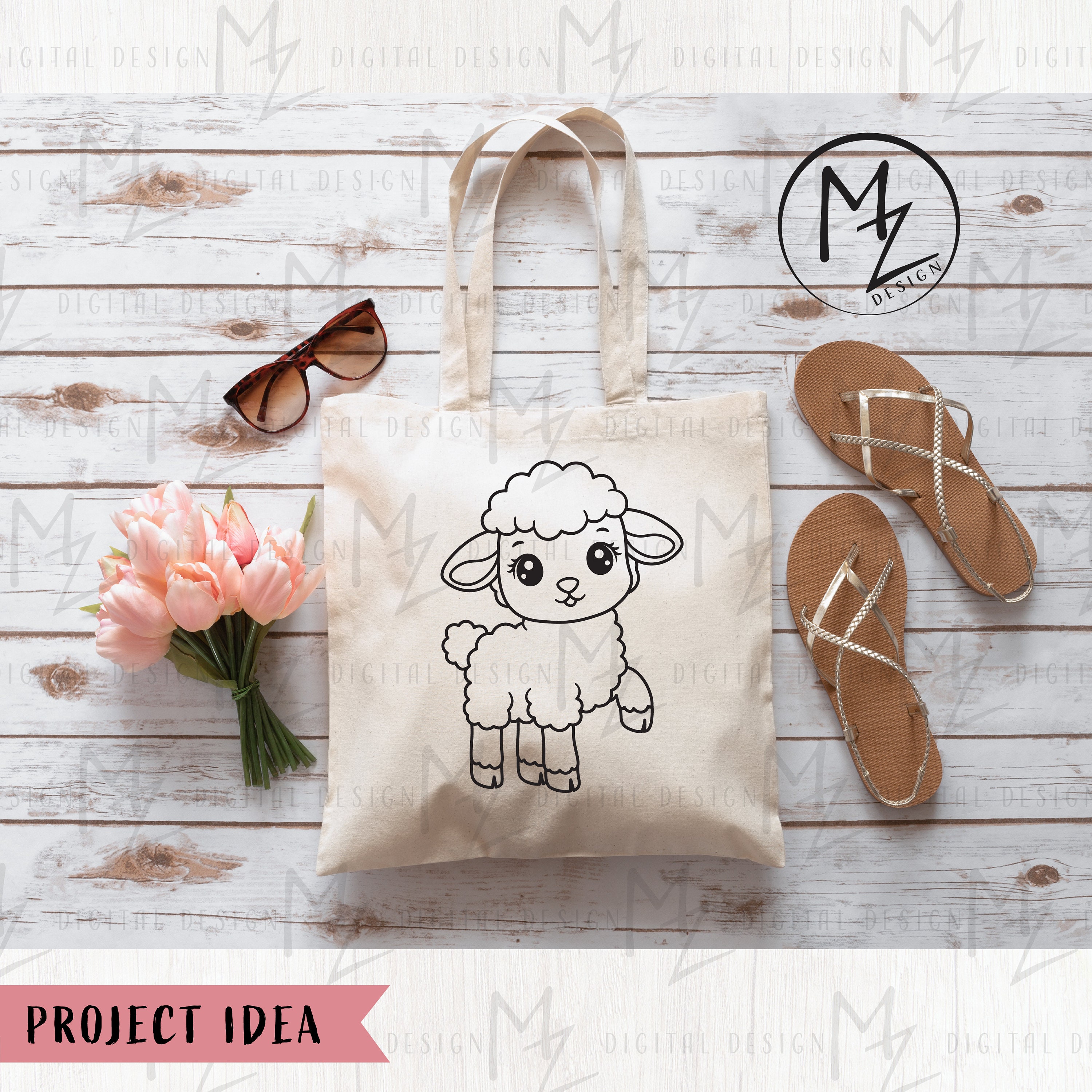Cute Lamb SVG Happy Lamb Baby Sheep Farm Animals Outline Cut File ...