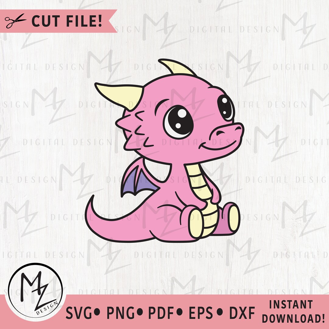 Cute Dragon SVG Sitting Dragon Mythical Animal Fantasy Kids Dragon ...