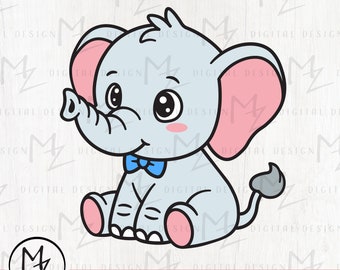 Baby Elephant SVG Cute Elephant Boy Layered Cut File for Cricut Silhouette Boy Shirt Bodysuit Safari Animal Baby Shower Vinyl Iron on