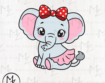 Baby Elephant Girl SVG, Tutu Clipart (Cut File)