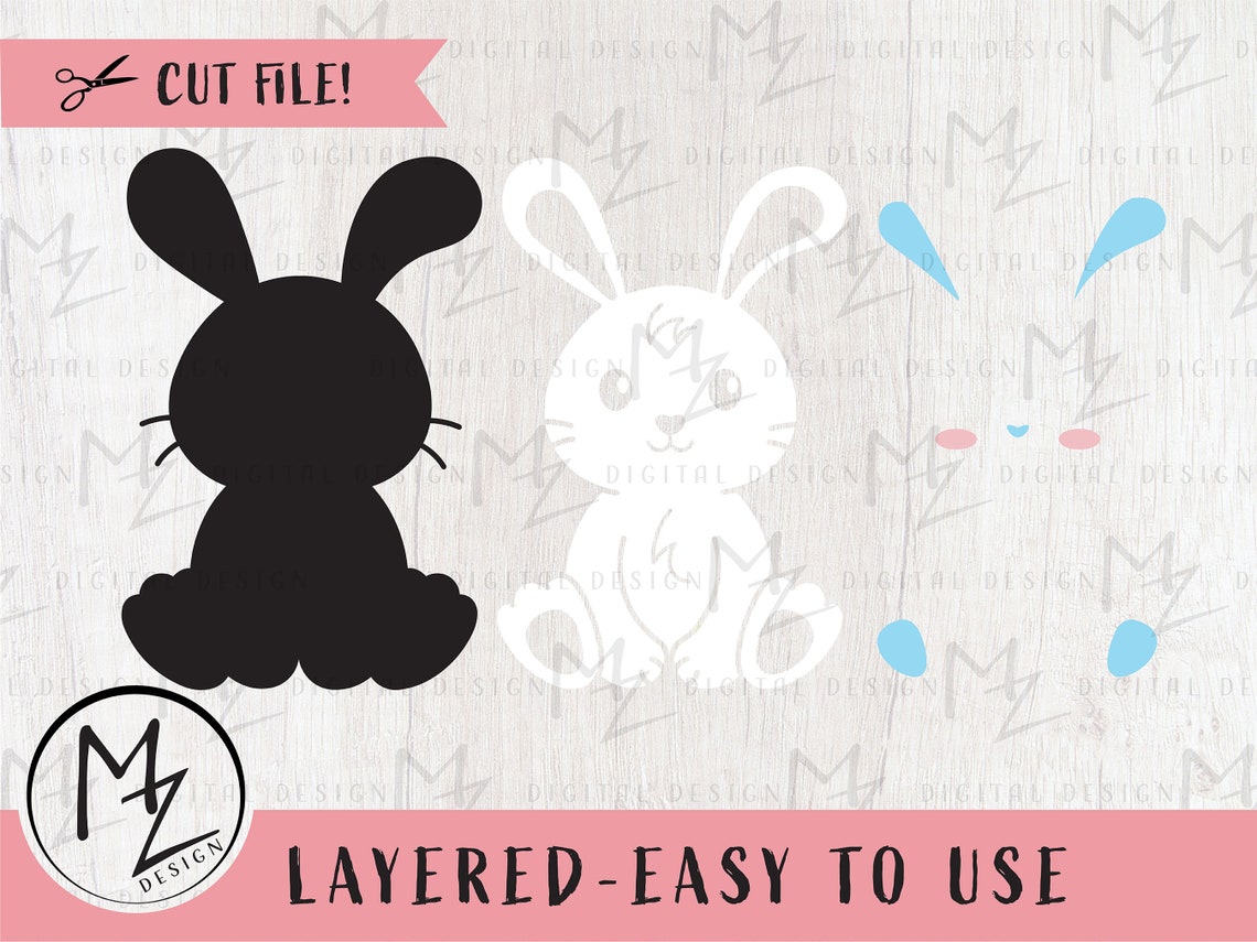 Bunny SVG Cute Sitting Rabbit Outline Cut File for Cricut Silhouette ...