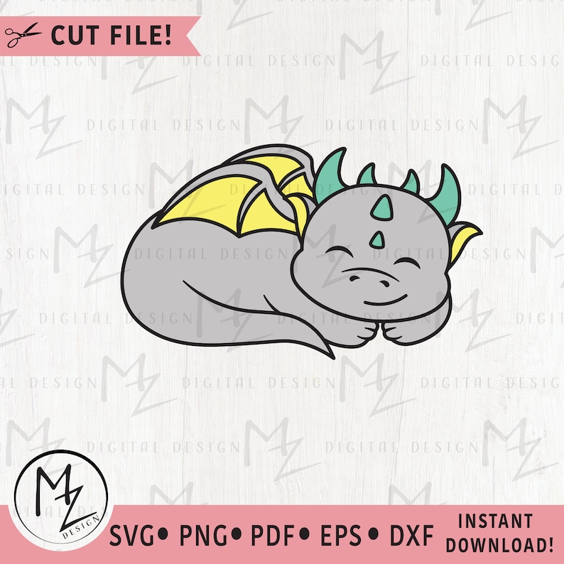 Cute Dragon SVG Sleeping Dragon Mythical Animal Fantasy Kids Dragon ...