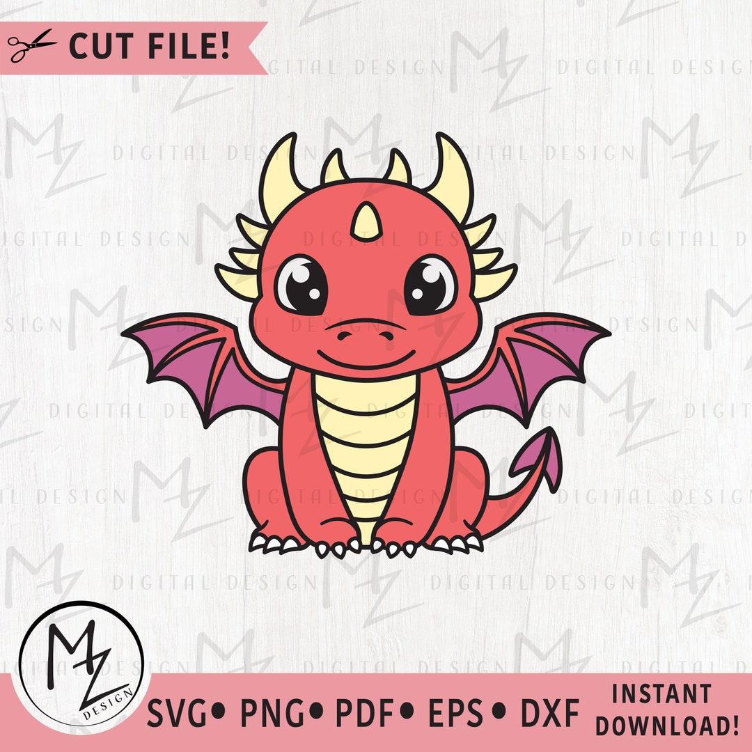 Cute Dragon SVG Sitting Dragon Mythical Animal Fantasy Kids Dragon ...