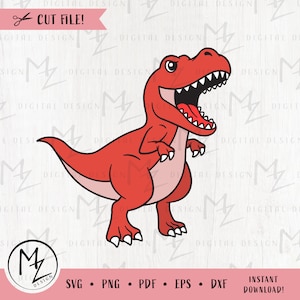 Roaring T-Rex SVG layered cut file Dinosaur birthday party Tyrannosaurus Rex Clipart Jurassic Animal Kids Shirt Silhouette Cricut Vinyl PNG