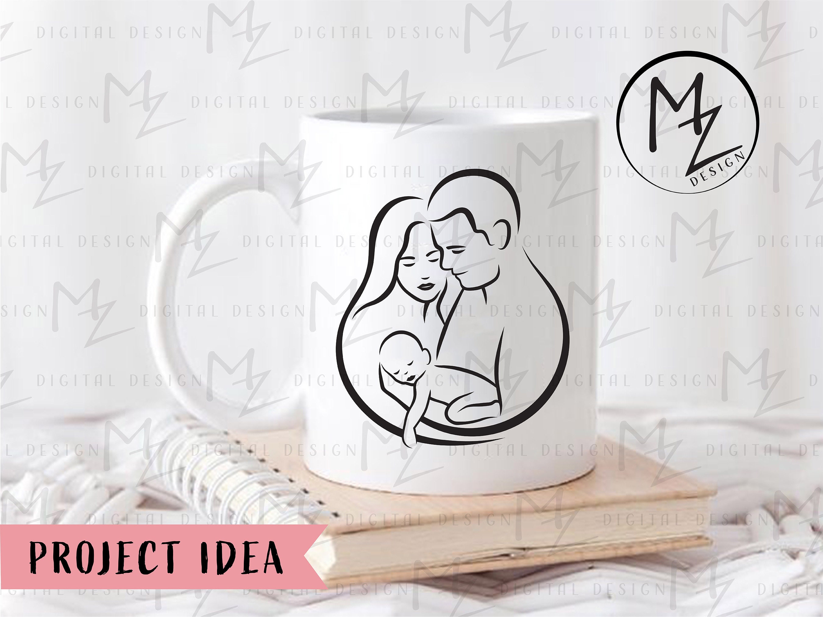 Mom Dad Baby Love SVG Mother and Father Holding Baby Mom Dad Baby Heart ...