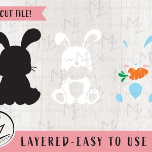 Easter Bunny SVG Bundle Cute Rabbit Easter Eggs Layered Cut File for ...