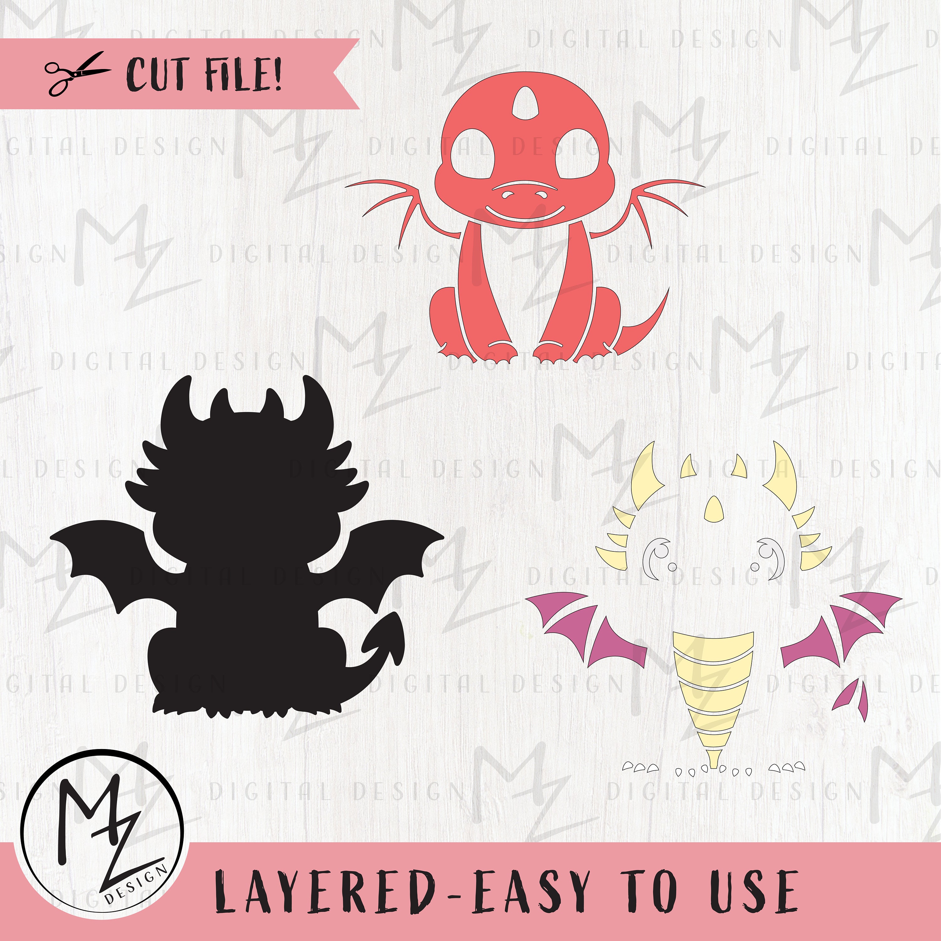Cute Dragon SVG Sitting Dragon Mythical Animal Fantasy Kids Dragon ...