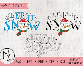 Let It Snow Snowman SVG, Christmas Winter Cut Files (Digital Download)