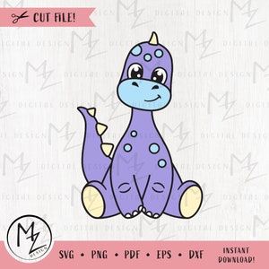 Baby Dinosaurier SVG Schicht geschnitten Datei für Cricut Silhouette Brontosaurus Jurassic Tier Dino für Kinder Clipart Vinyl Png digitaler Download