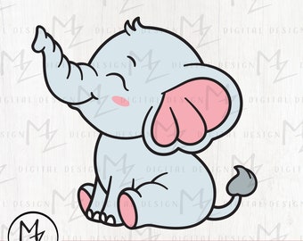 Baby Elephant SVG Cute Sweet Elephant Layered Cut File Cricut Silhouette Baby Shower Boy Girl Bodysuit Vinyl Clipart Animal Digital Download
