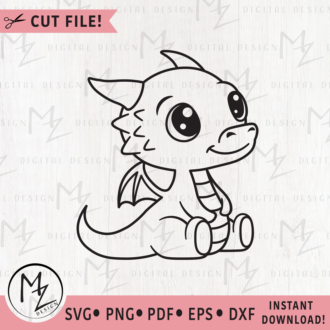 Cute Dragon SVG | Fantasy SVG | Kids Dragon | Cute Mythical Animal SVG ...