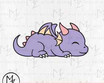 Cute Dragon SVG Sleeping Dragon Mythical Animal Fantasy Kids Dragon Layered Cut File Cricut Silhouette Nursery Clip Art Vinyl Iron on Png
