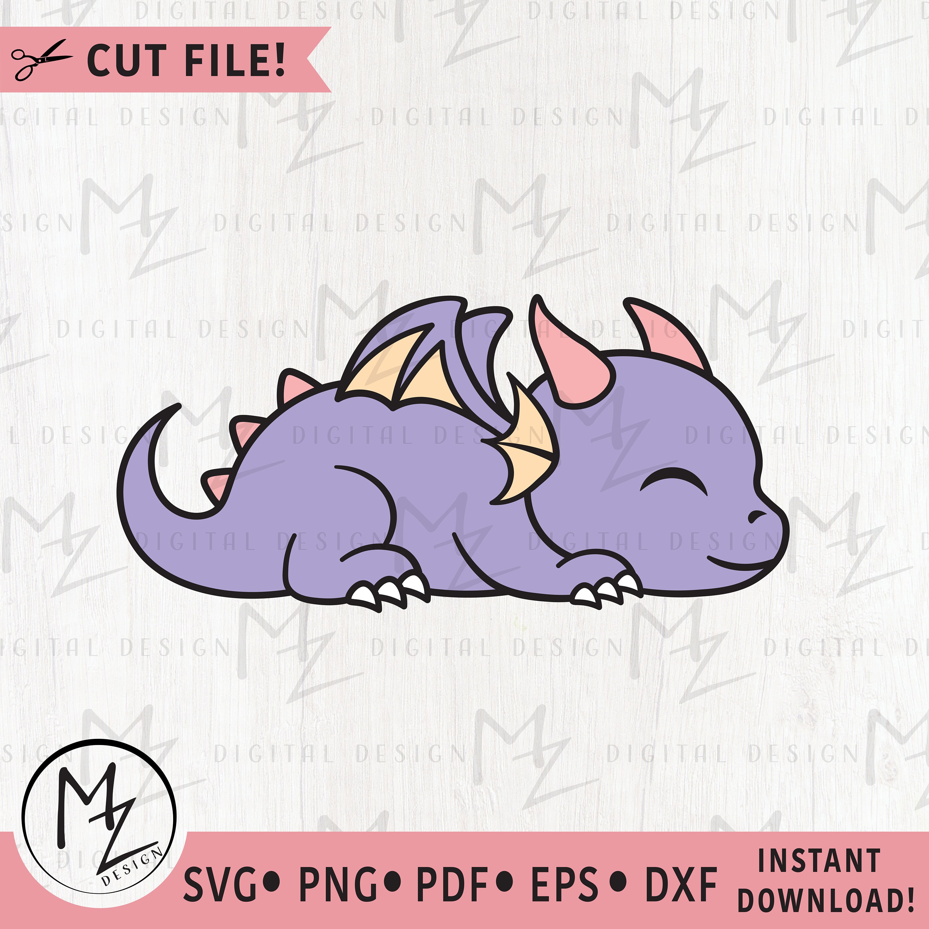 Cute Dragon SVG Sleeping Dragon Mythical Animal Fantasy Kids Dragon ...