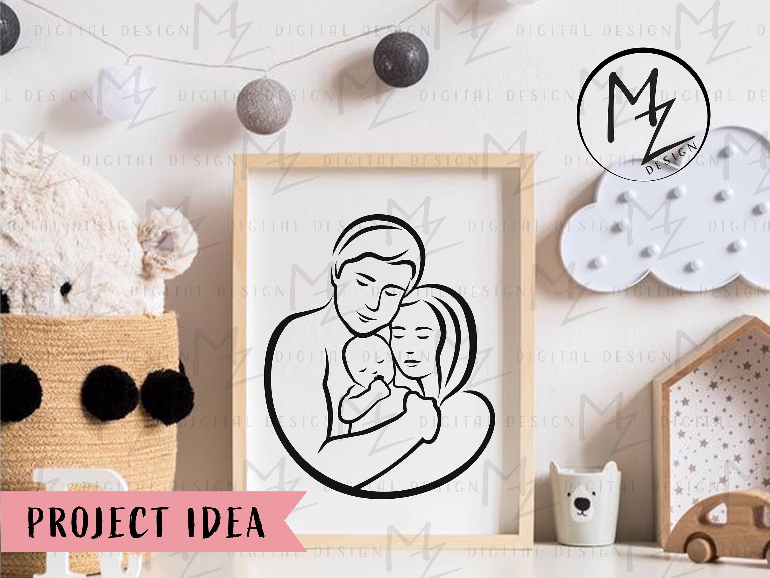 Mom Dad Baby Love SVG Mother and Father Holding Baby Mom Dad Baby Heart ...