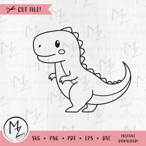 かわいい T-rex SVG 恐竜 かわいい赤ちゃん恐竜 ティラノサウルス レックス ジュラ紀動物 アウトライン カット ファイル 子供用シャツ シルエット クリカット ビニール 子供の誕生日