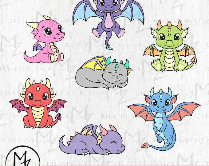 Baby Dragon SVG, Fantasy SVG, Cute Mythical Animal SVG, Cricut Cutting ...