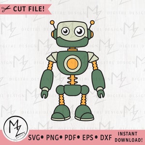 Roboter SVG Junge Roboter Layered Schnittdatei Cricut Silhouette Roboter Kinder Shirt Vinyl Eisen auf Kindergeburtstagsparty DXF PNG Clipart Digital Download