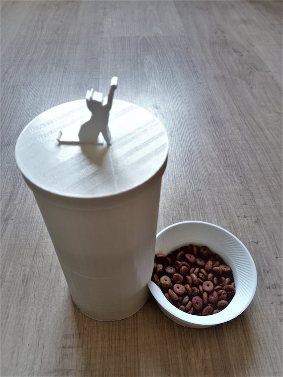 Personalized Cat Feeder Bowl: 3D Printed PLA, Cat Figure Lid