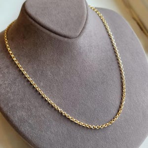 18K Solid Gold Rolo Chain Necklace, Real 18K Gold Rolo Links Chain, Diamond-cut, 3.30mm_18&quot;- 22&quot; Gold Chain for Him/Her, Birthday Gift!