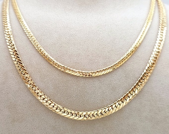 18K massief gouden schakelketting, pure 18K massief gouden schakelketting voor mannen en vrouwen, 4 mm - 5,30 mm dikke echte 18K gouden ketting voor hem/haar!