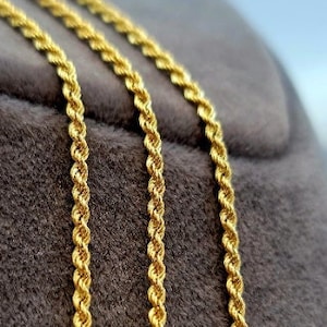 18K Solid Gold Rope Chain Necklace / Yellow 18K Rope Chain Twisted for Men & Women - Pure Solid Gold- 2.30mm _ 18&quot; Length - Birthday Gift!