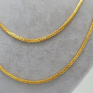 18K Solid Gold Franco Chain, Foxtail Franco Chain Necklace, 2.30mm_20&quot;- 27&quot;, Real 18K Gold Chain for Men & Women, High Polished, Pure Gold!