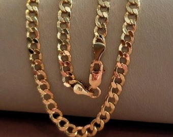 18K massief gouden Miami Cubaanse schakelketting, 18K gele Cubaanse ketting, 4,5 mm, 20"- 26" Cubaanse schakelketting voor mannen en vrouwen, verjaardagscadeau!