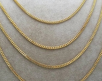 18K Solid Gold Miami Cuban Link Chain Necklace, 18K Yellow Cuban Necklace, 2mm_18.5&quot;- 21.5&quot; Link Cuban Chain for Men & Woman, Birthday Gift!