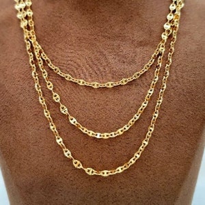 18K Solid Gold Anchor Chain Necklace, Real 18K Anchor Chain, Mariner 18K Pure Gold for Men & Women, Yellow Gold Anchor Chain, Birthday Gift!