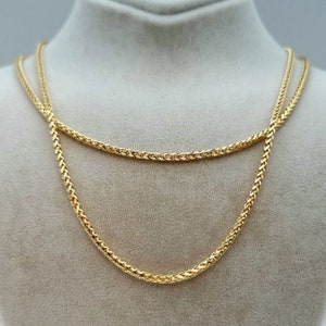 18K Solid Gold Franco Chain Necklace, Real 18K Gold Franco Chain, Round Diamond-cut Foxtail Chain, 3mm wide, Real Gold Chain for Him/Her!