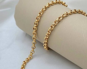 18K Rolo Solid Gold Chain Necklace - 18K Solid Gold 20" - 5.58mm Chain - Genuine Solid Gold - A Perfect Style Chain for Men - Gift For Him!