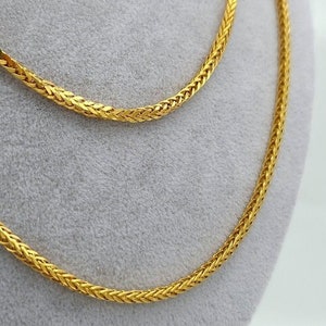 18K Solid Gold Franco Kette Halskette, Gold Fuchsschwanz Kette, 2.30mm - 18 &quot;- 27,5&quot;, Echte 18K Gelbgold Kette für Männer & Frauen, Geschenk für Sie / Ihn!