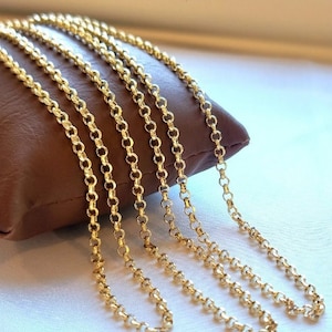 18K Solid Gold Rolo Chain, Pure 18K Gold Rolo Necklace, Choker Necklace ...