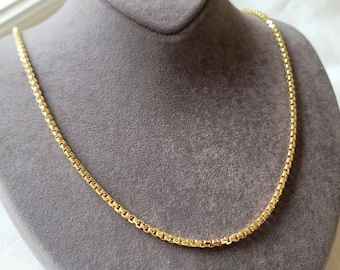 14K Box Solid Gold Chain Necklace Solid Gold 22