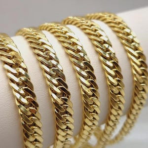 Genuine Real 18K Gold Curb Bracelet, 18K Pure Gold Chunky Link Chain Bracelet for MenWomen, 8MM, 18K(750) Gold Bracelet for HimHer, Gift!