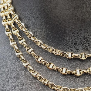 18K Solid Gold Anchor Chain Necklace, Genuine 18K(750) Yellow Gold Mariner Links Chain, 4.5MM Thick, Real Gold Chain for Men & Women, Gift!