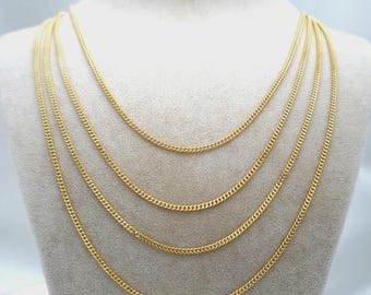 18K Solid Gold Miami Cuban Link Chain Necklace18K Gold Yellow Cuban Necklace 18.5- 21.5 Link Cuban Chain for Men & Woman Birthday Gift!