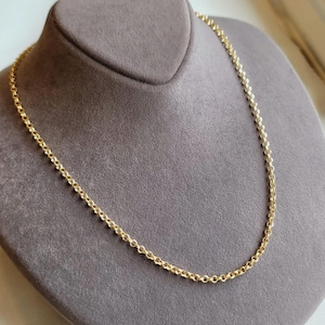 18K Solid Gold Rolo Links Chain, 18K Rolo Chain Necklace, 3.30mm_18&quot;- 22&quot; Gold Rolo Chain, 18K Gold Chain for Men & Woman, Gift For Her/Him!