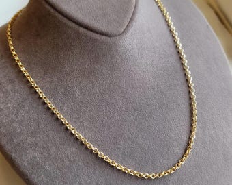 18K Solid Gold Rolo Links Chain, 18K Rolo Chain Necklace, 3.30mm_18"- 22" Gold Rolo Chain, 18K Gold Chain for Men & Woman, Gift For Her/Him!