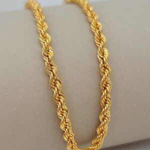14K Massivgold Seil Fußkette, Echt Gold Seil Fußkettchen, 14K Diamant-geschliffen Seil Fußkettchen, 5 mm - 9, 10 Gold Seil Fußkettchen, Unisex, Geschenk!