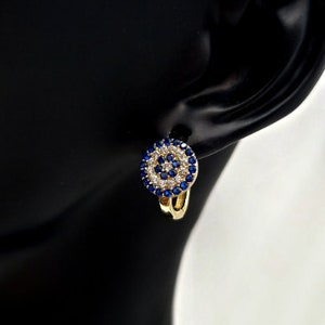 14K Gold Evil Eye Earrings -14K Solid Gold Earrings - Cubic Zirconia Stone Earrings -Birthday Gift for Her! Solid Gold Latch Back Earrings!