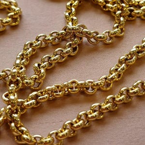18K Solid Gold Rolo Chain Necklace/ 18K Yellow Pure Gold Rolo Links Chain 5MM, 16&quot;- 22&quot; Lengths/ Real 18K Gold Chain for Men & Women, Gift!