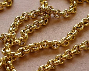 18K Solid Gold Rolo Chain Necklace/ 18K Yellow Pure Gold Rolo Links Chain 5MM, 16"- 22" Lengths/ Real 18K Gold Chain for Men & Women, Gift!
