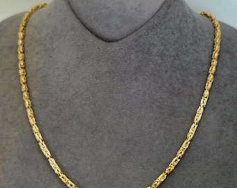 18K Yellow Solid Gold Byzantine Chain Necklace/ 18K Pure Gold Byzantine 2.30mm Thick - 22" 24" 26" Lengths